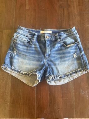 Stellah Distressed Denim Jean Shorts - Blue